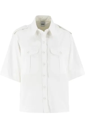 Aspesi Blouses & Shirts, Dames, Wit, M, Katoen, Militair-geïnspireerde katoenen blouse