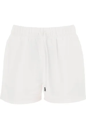 Autry Korte broeken, Dames, Wit, S, Katoen, Logo Geborduurde Sweatshorts