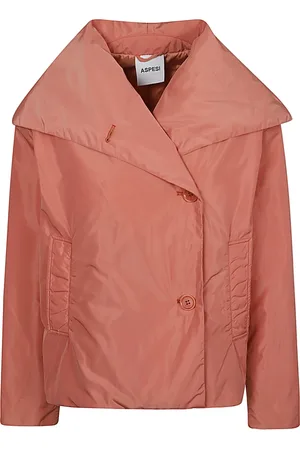 Aspesi Jassen, Dames, Roze, S, Jas met wijde kraag