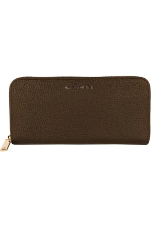 BALDININI Accessoires, Dames, Bruin, ONE Size, Leer, Leren Portemonnee met Rits