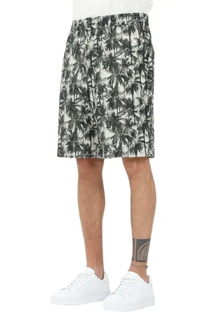 Armani Exchange Korte broeken, Heren, Groen, W34, Katoen, Tropische Palmprint Casual Shorts