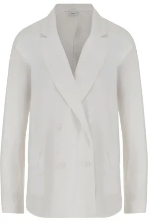 Aspesi Jassen, Dames, Wit, XS, Katoen, Double-Breasted Katoenen Jas