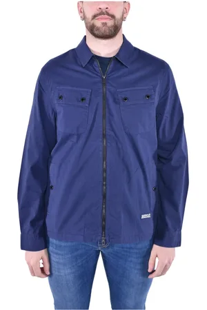 Barbour Jassen, Heren, Blauw, S, Stijlvolle Overshirt Jas