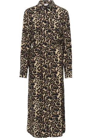 Kaffe Kleedjes, Dames, Veelkleurig, 3Xl, Luipaardprint Overhemdjurk