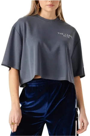 Alix the label Tops, Dames, Grijs, XL, Flowy Cropped Tshirt voor dames