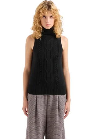 Armani Exchange Truien, Dames, Zwart, S, Wol, Wol Blend Tricot gebreide trui met turtleneck