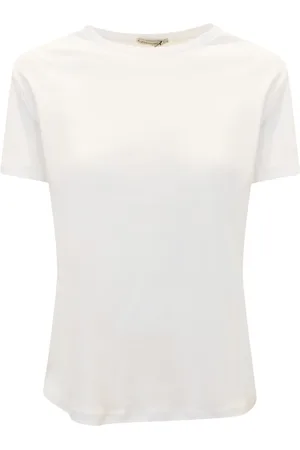 ALESSANDRO ASTE Tops, Dames, Wit, M, Katoen, Witte Katoenen Toscani T-Shirt Ss 24