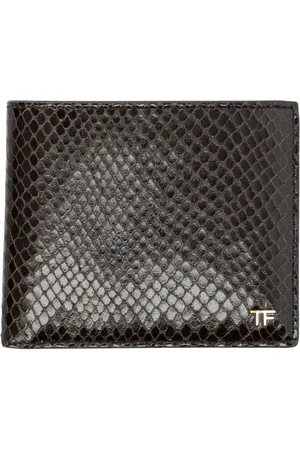 Tom Ford Accessoires, Heren, Bruin, ONE Size, Leer, Python Classic Bifold Portemonnee Ebony