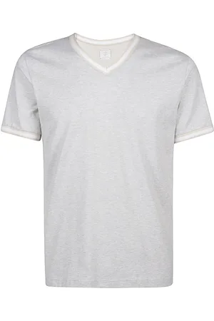 ELEVENTY Truien, Heren, Grijs, L, Katoen, V-hals Katoenen Jersey T-shirt
