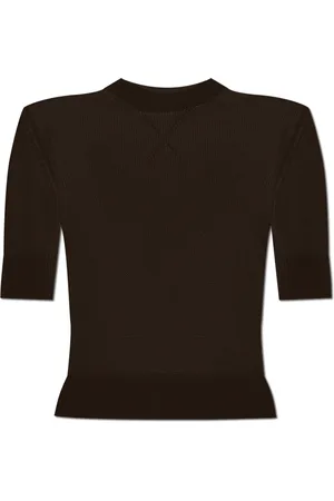 Jil Sander Truien, Dames, Bruin, S, Katoen, Top met geborduurd logo