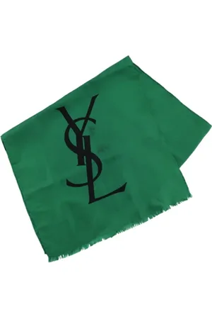 Saint Laurent Pre-owned, Dames, Groen, ONE Size, Pre-owned Canvas scarves