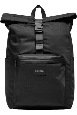 Calvin Klein Tassen, Heren, Zwart, ONE Size, Polyester, Stijlvolle gespsluitingstas met zakken