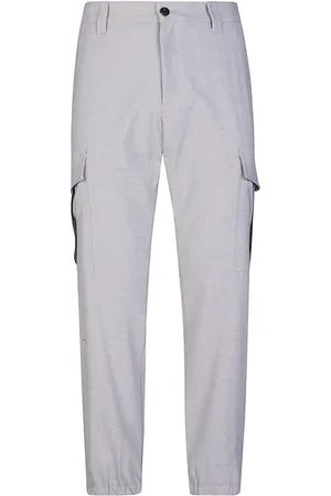 ELEVENTY Broeken, Heren, Grijs, W32, Wol, Cargo wollen broek met elastische taille