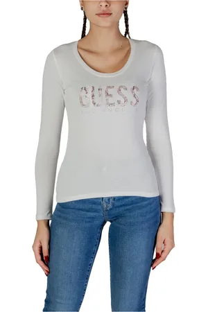 Guess Tops, Dames, Wit, XS, Katoen, Witte Katoenen Longsleeve Top
