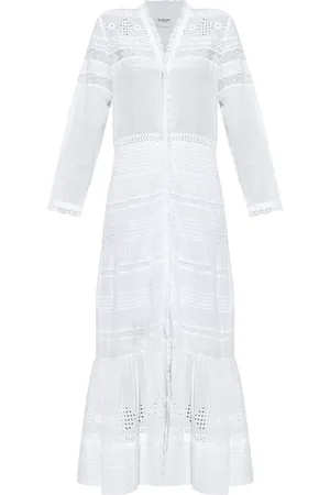 Isabel Marant Kleedjes, Dames, Wit, S, Katoen, Witte Katoenen Voile Lange Jurk