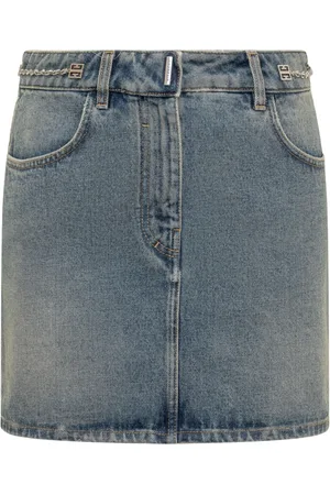 Givenchy Rokken, Dames, Blauw, XS, Denim, Denim Mini Rok met Metalen Details