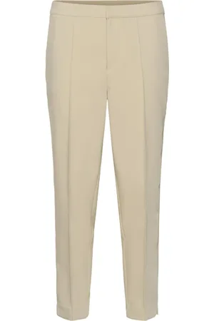 Kaffe Broeken, Dames, , XL, Elastische Cropped Broek Veergrijs