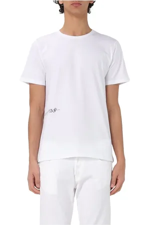 Dondup Tops, Heren, Wit, XL, Katoen, Katoenen Jersey T-shirt met Zijprint