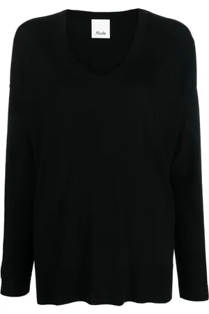 Allude Truien, Dames, Zwart, L, V-hals trui