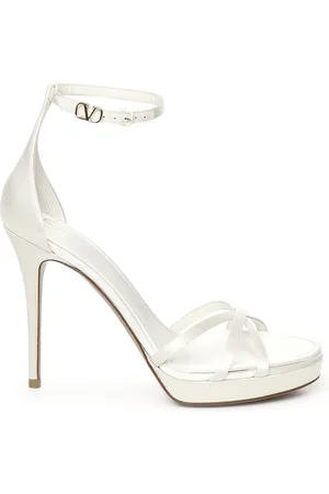 VALENTINO GARAVANI Schoenen, Dames, Wit, 38 EU, Satijn, Witte Avondlam Platform Sandalen