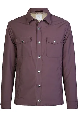 ELEVENTY Jassen, Heren, Paars, 2Xl, Wol, Nylon Wol Overshirt Rain System