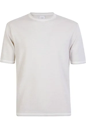ELEVENTY Truien, Heren, , L, Linnen, Linnen Crewneck Sweater Mouliné Stijl