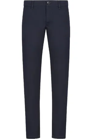 Armani Exchange Broeken, Heren, Blauw, W33, Katoen, Blauwe Chino Broek met Hoge Taille en Meerdere Zakken
