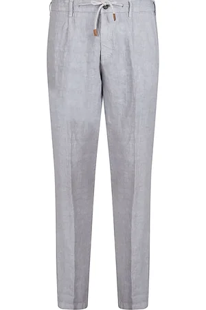 ELEVENTY Broeken, Heren, Blauw, W31, Linnen, Linnen Jogger Broek