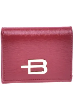 BALDININI Accessoires, Dames, Roze, ONE Size, Leer, Portemonnee in Rood Saffiano