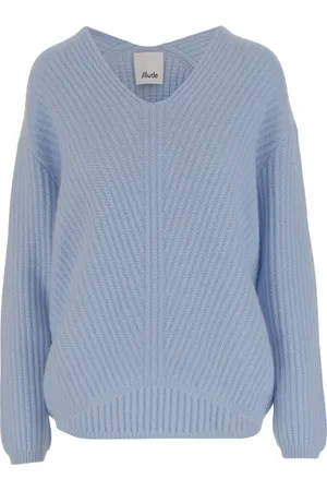 Allude Truien, Dames, Blauw, M, Kasjmier, Heldere Blauwe V-hals Trui