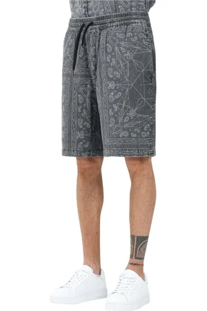 Armani Exchange Korte broeken, Heren, Grijs, W30, Katoen, Bandana Motief Casual Grijze Shorts