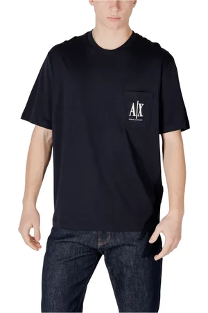 Armani Exchange Tops, Heren, Blauw, M, Katoen, Katoenen T-shirt met zak