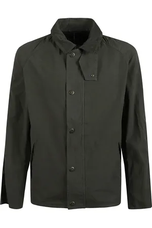 Barbour Jassen, Heren, Groen, L, Katoen, Casual olijfgroene gewassen katoenen jas