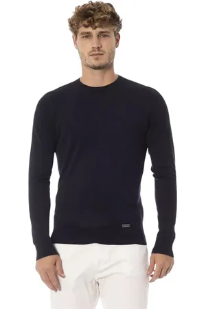 BALDININI Truien, Heren, Blauw, L, Cashmere Blend Trui met Ronde Hals