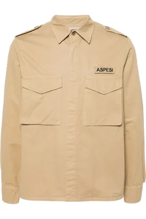 Aspesi Jassen, Heren, , L, Katoen, Field Shirt Sand