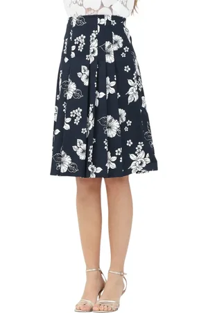 Max Mara Rokken, Dames, Blauw, S, Katoen, Blauwe Bloemen Midi Rok Elegant Lente
