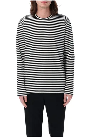 JUNYA WATANABE Tops, Heren, Zwart, L, Katoen, Gestreept T-shirt Zwart Wit