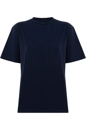 Autry Tops, Dames, Blauw, S, Katoen, Donkerblauwe T-shirt met halve mouwen van katoen