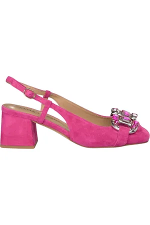 Alma en Pena Schoenen, Dames, Roze, 39 EU, Leer, Rhinestone Hakken Vierkante Teen Gesp