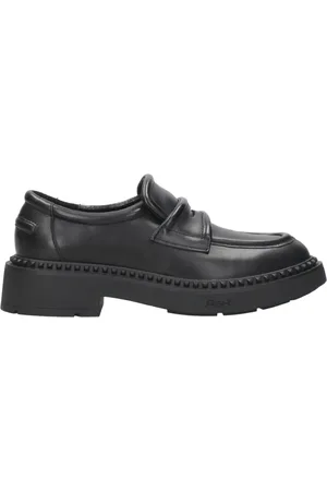 Ash Schoenen, Dames, Zwart, 40 EU, Leer, Zwarte leren collegesandalen met rubberen zool