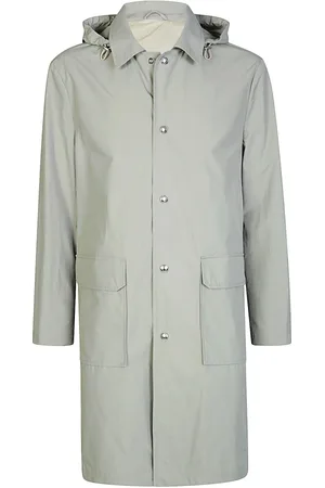 ELEVENTY Mantels, Heren, Groen, M, Katoen, Afneembare capuchon trenchcoat