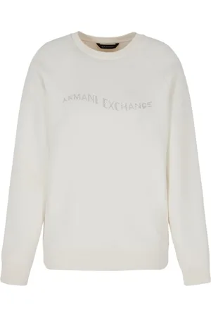 Armani Exchange Sweatshirts & Hoodies, Dames, Wit, S, Katoen, Tröja met logo detail op de voorkant