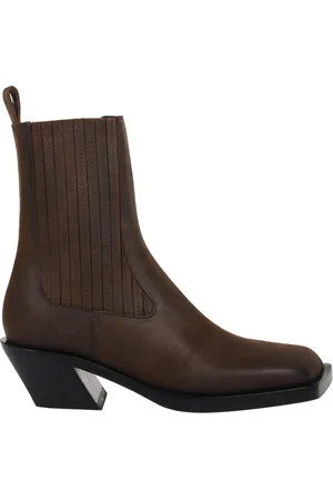 Amina Muaddi Schoenen, Dames, Bruin, 36 EU, Leer, Bruine Gewaxte Chelsea Boot