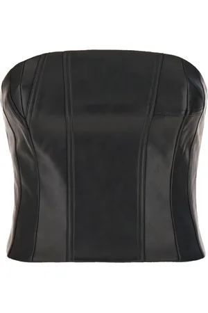AMIRI Tops, Dames, Zwart, S, Leer, Vegan Bustier Top