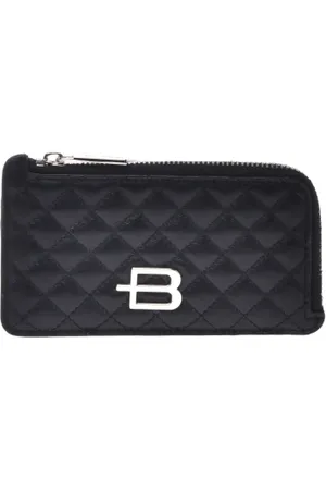 BALDININI Accessoires, Dames, Zwart, ONE Size, Leer, Portemonnee in zwart gewatteerd leer