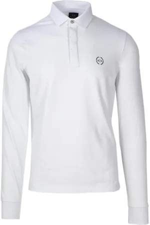 Armani Exchange Tops, Heren, Wit, XS, Katoen, Long Sleeve Polo Shirt