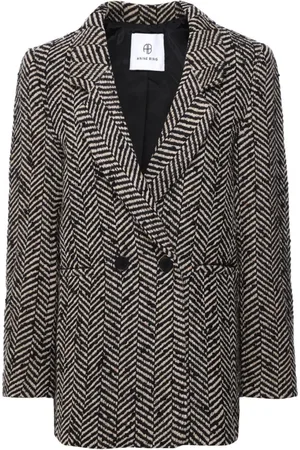 ANINE BING Jassen, Dames, Zwart, S, Wol, Fishbone Blazer