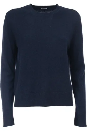 Aspesi Truien, Dames, Blauw, L, Kasjmier, Pure Cashmere Ribgebreide Trui