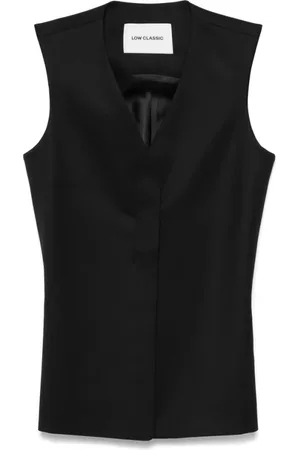 Low Classic Jassen, Dames, Zwart, S, Zwarte Mouwloze Vest met V-hals