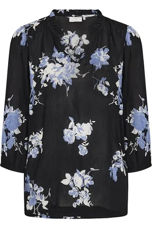 Kaffe Blouses & Shirts, Dames, Zwart, L, Amber Blouse met Bloemenprint